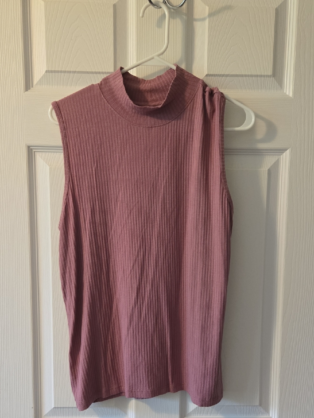 Rachel Zoe Mauve Ribbed Mock Neck Sleeveless Tank